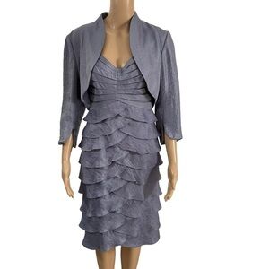 Adrianna Papell Occasions 2 pc dress Shutter pleat dress 3/4 sleeve blazer sz 8